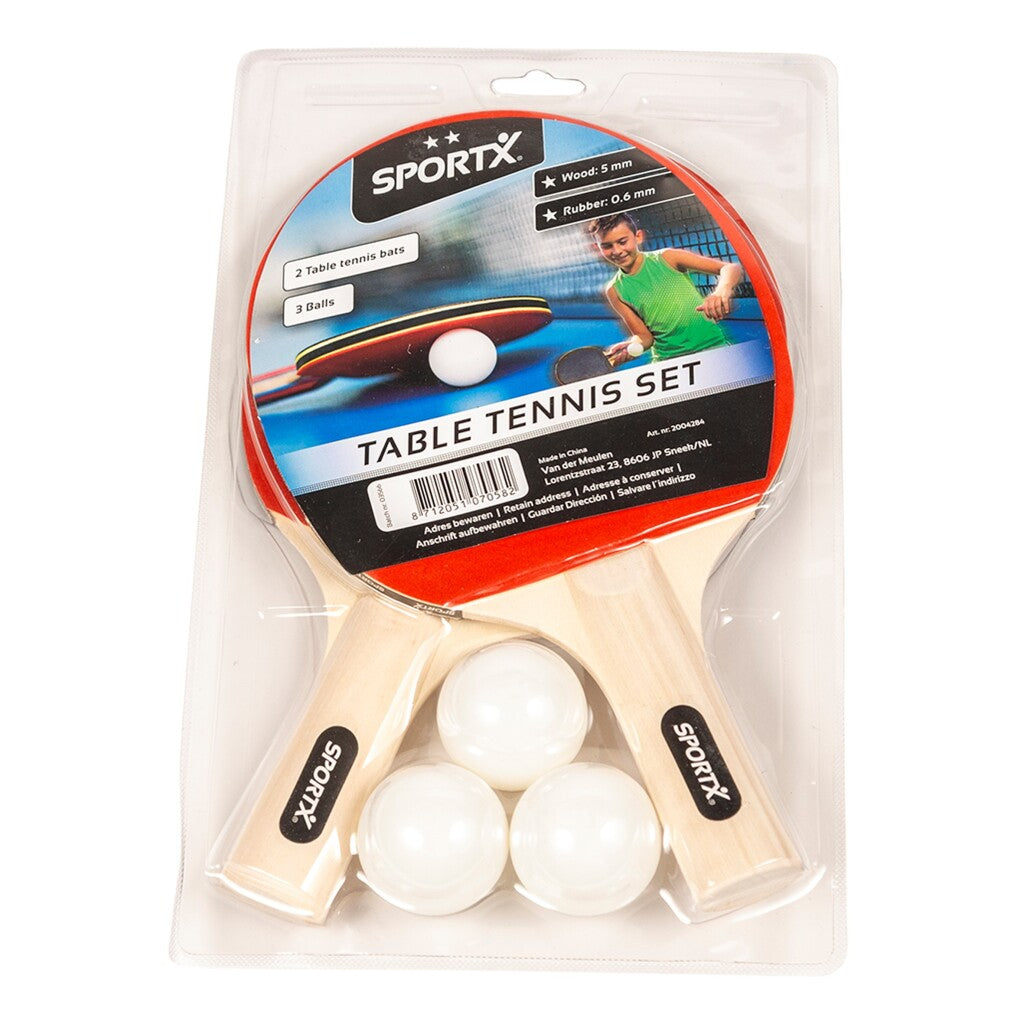 Sportx tafeltennisset met 2 sterren 2 batjes + 3 balletjes