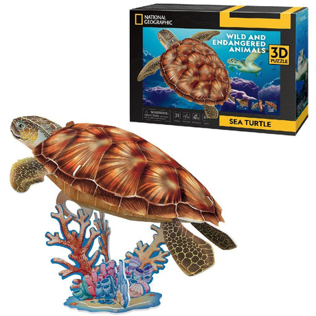 Kubisches lustiges National Geographic 3D-Puzzle Meeresschildkröte, 31 Teile