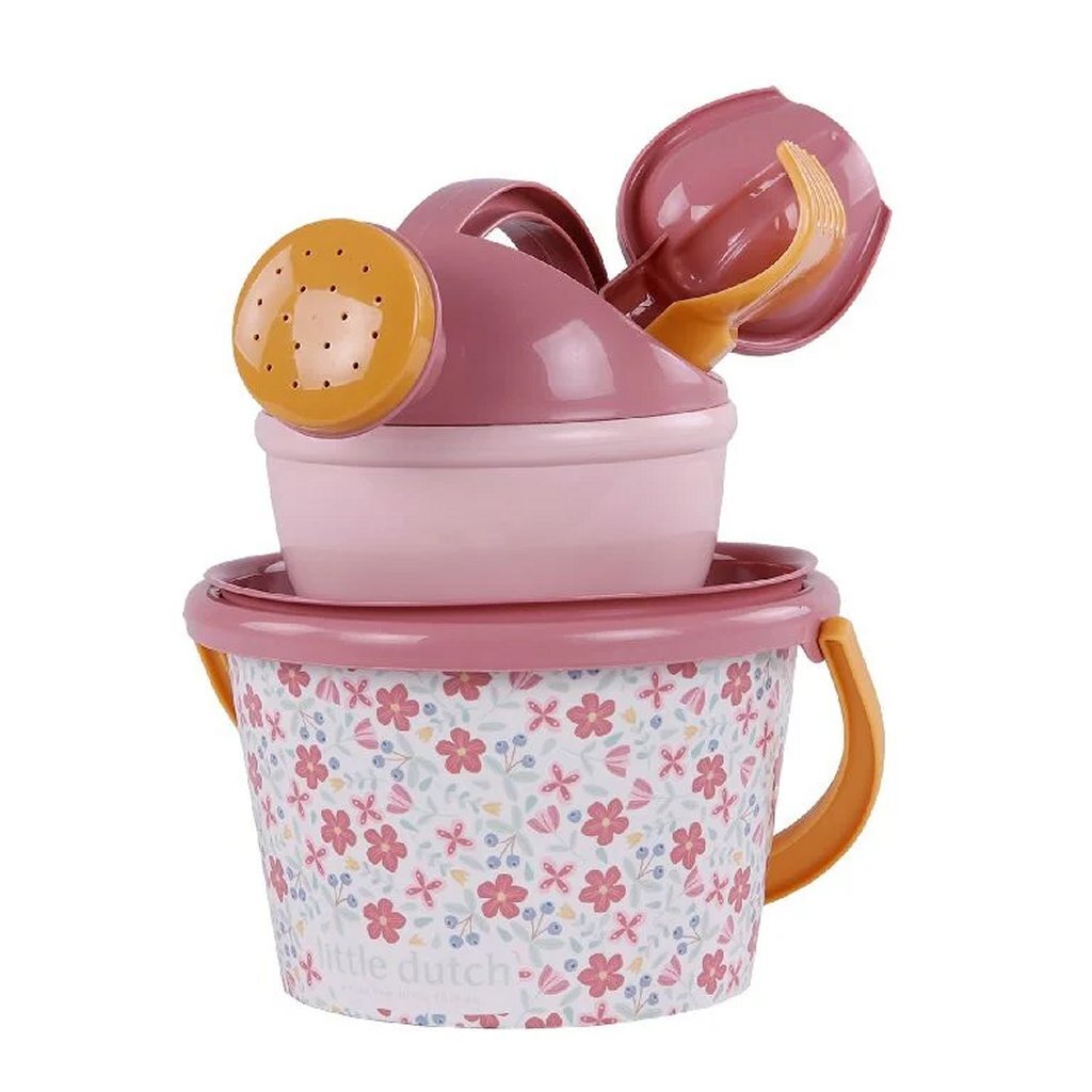 Little Dutch Strandset mit rosa Blumen, 5-teilig.