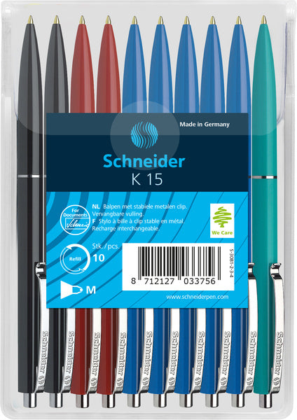 Schneider S-3081-2-3-4 Ball Pen K15 10S sorti färger i Headerbag