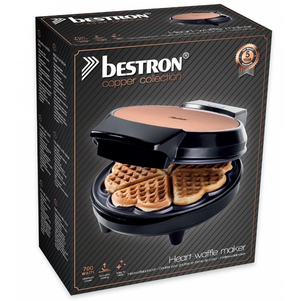 Bestron awm700co Waffeleisen Herzen 700 W Kupferschwarz