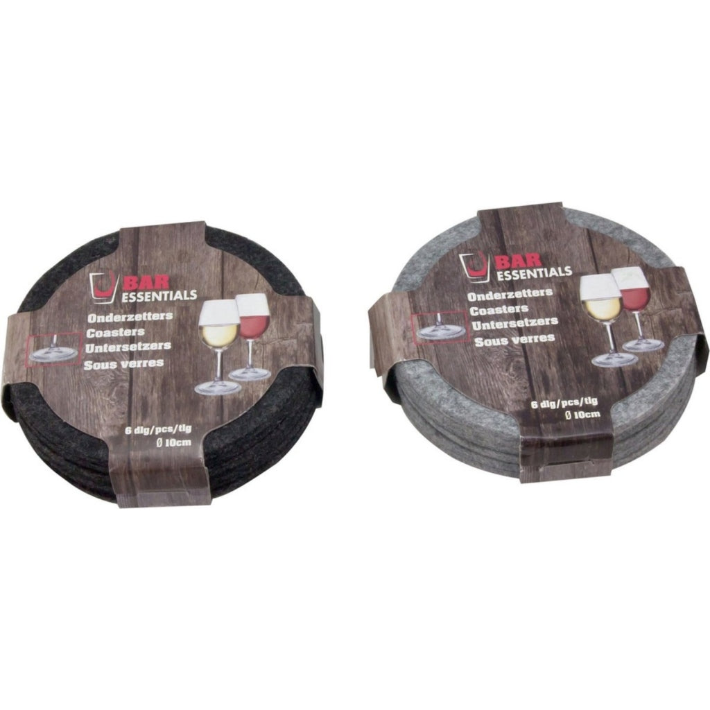 Bar Essentials Untersetzer aus Filz, rund, 10 cm, 6er-Set