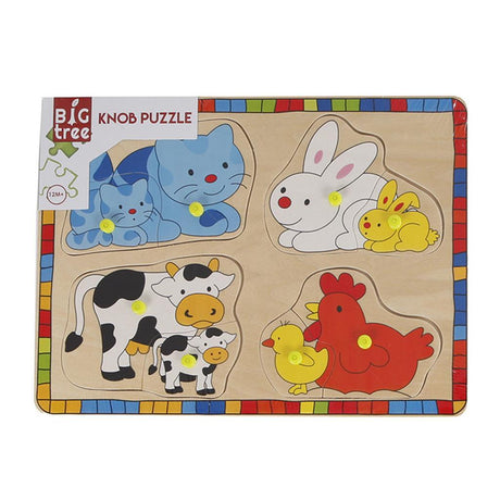 Großer Baum mit Holzeinlage, Puzzle-Tiere