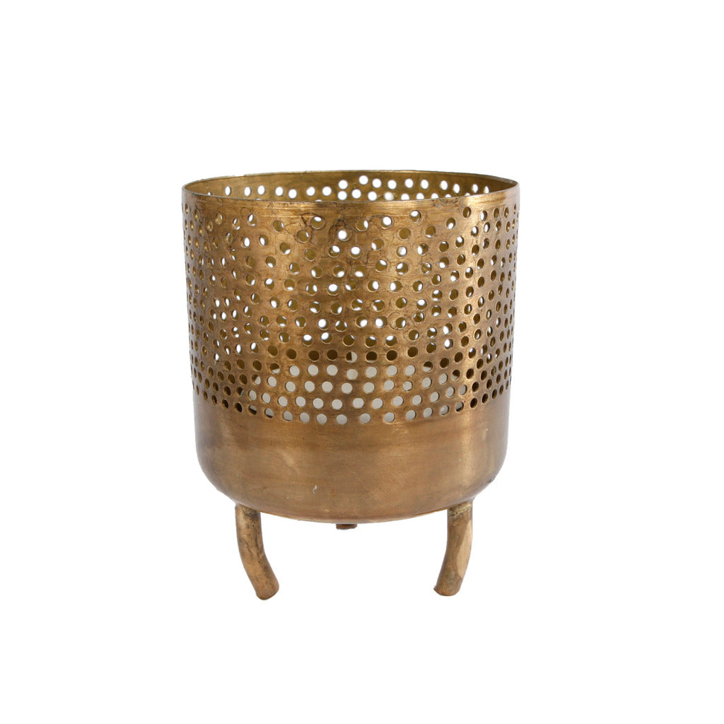Andere Marken Teelichthalter Luca 8x8x10 cm goldfarbenes Metall