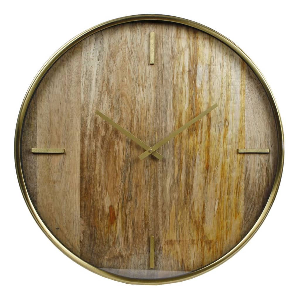 Geschenke Amsterdam Geschenke Amsterdam Wanduhr Chicago 50 cm Holz und Metall Goldfarbe