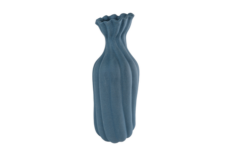 Vaas ivy l blauw aardew 13x13x35cm