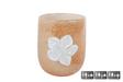 Vaas imogen m met bloem terra wit glas 12x12x14,5cm
