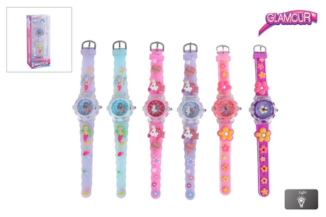 Glamour Girls Analoguhr mit Licht, 6-fach sortiert