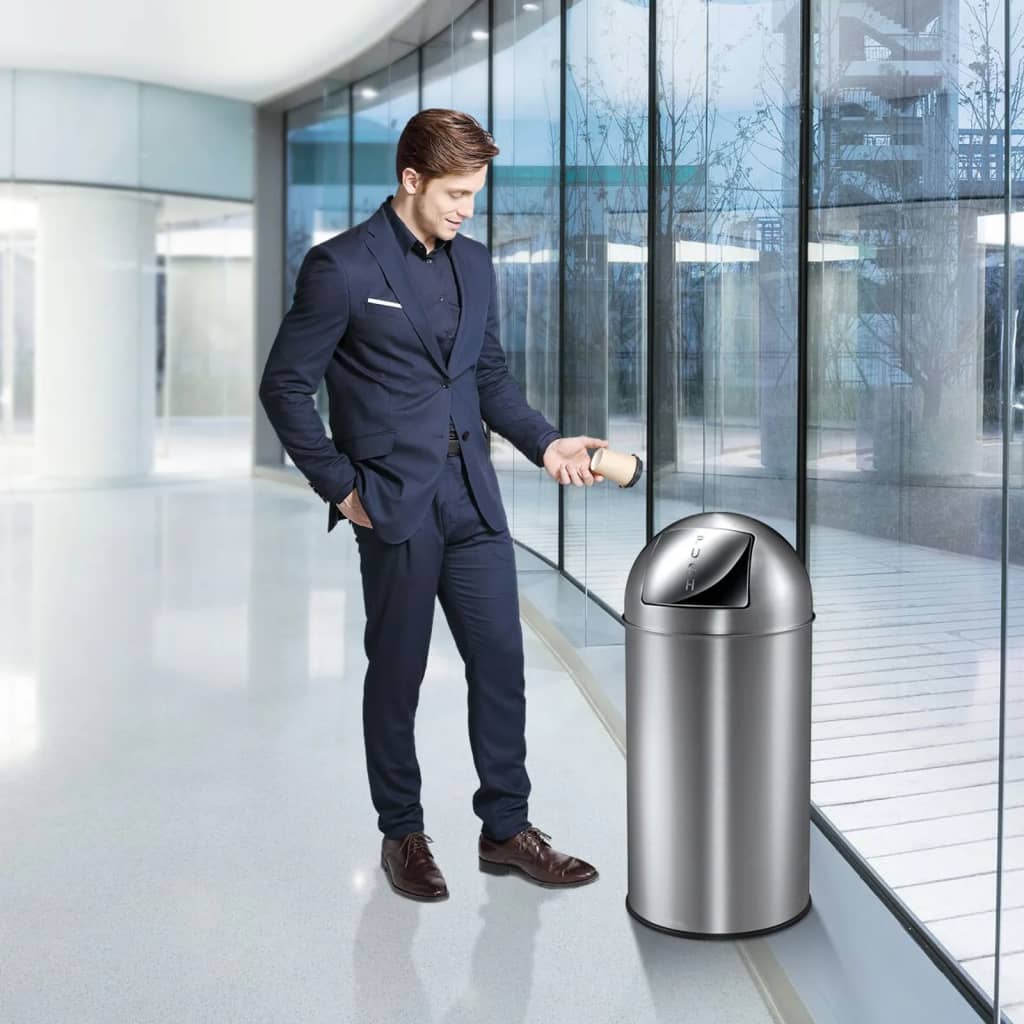 Eko Eko Waste Bin con coperchio a pressione 40 L tappetino argento -colorato