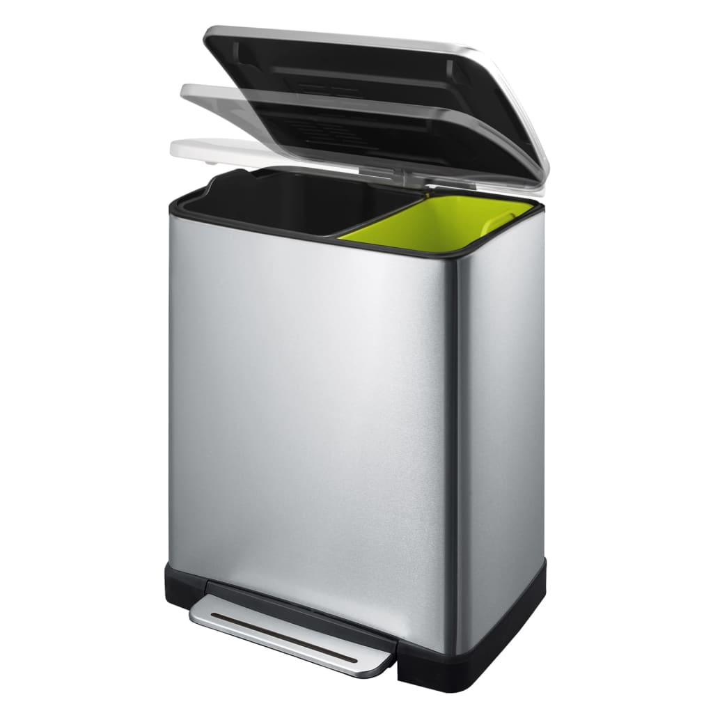 Eko Eko Garbage Can con pedale E-cube 28 L+18 L Matt-color argento