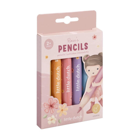 Little Dutch Rosa Bleistifte, kurz, dick, 6er-Set