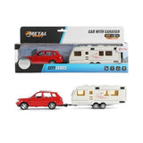 Toi-Toys Metall-Rückzugauto mit Caravan 1:48