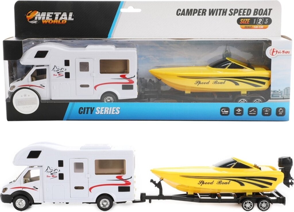 Toi-toys camper mam Speedboat zitt zréck 1:48