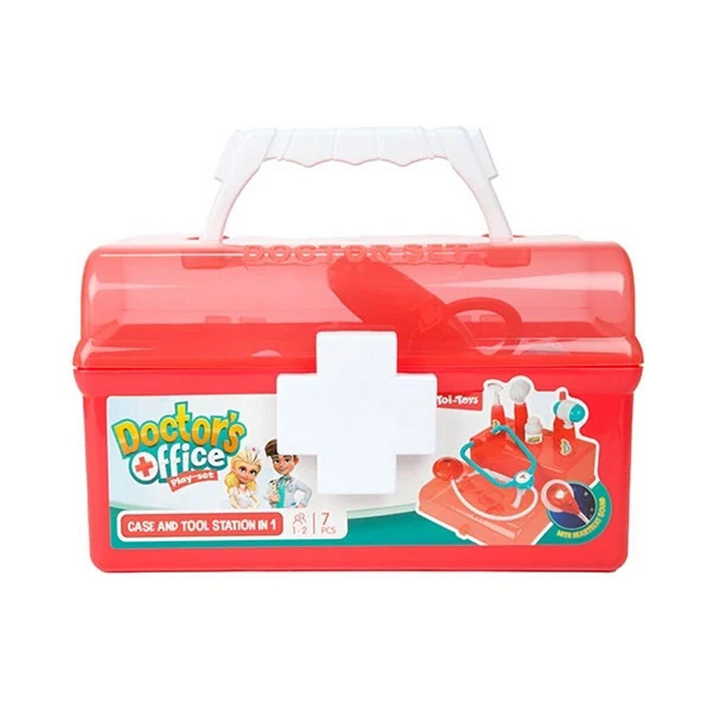 TOI-TOYS Doctor's Suitcase rouge avec accessoires, 7dlg.