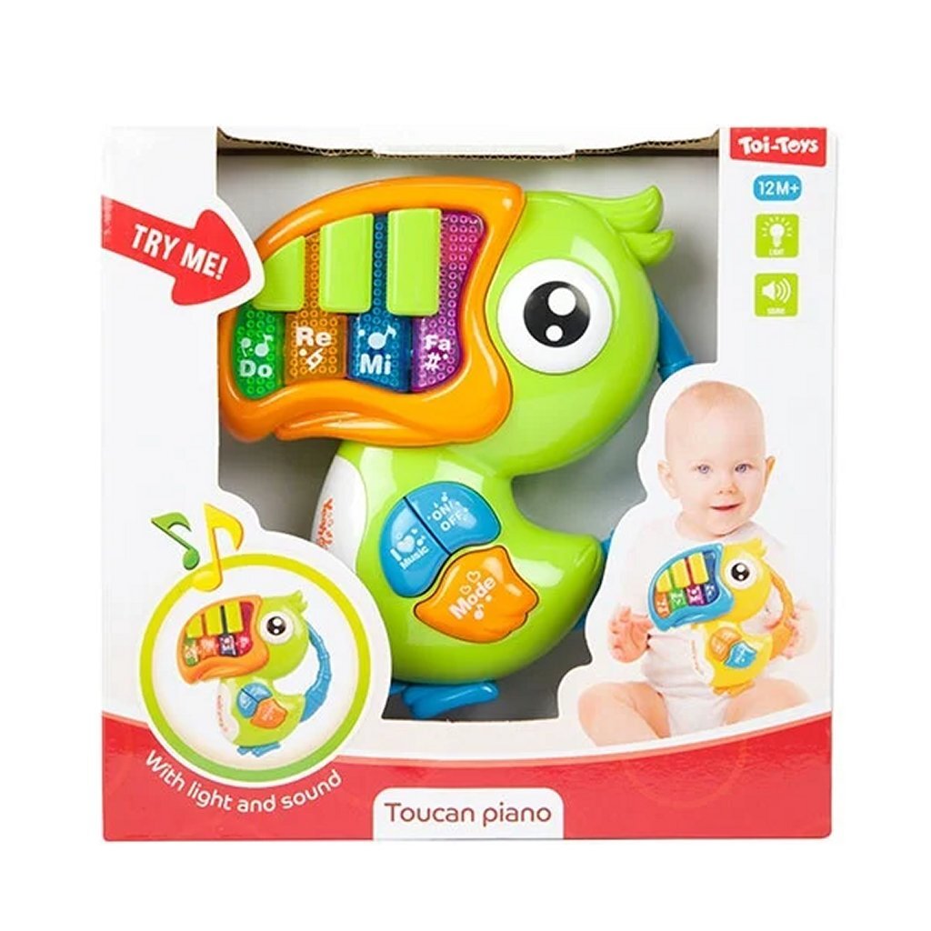 Toi-Toys små stjerner baby piano med musikk toucan med lys og lyd