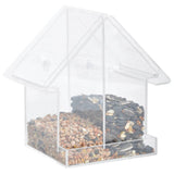Esschert Design Feeding House vor dem doppelten Acrylfenster
