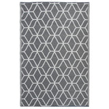 Esschert Design Outdoor Teppich 180x121 cm Grau und Weiß OC25