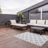 Esschert Design Outdoor Teppich 180x121 cm Grau und Weiß OC25