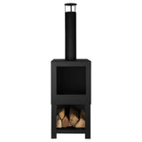 Esschert Design Gartenkamin mit Holzlager schwarz FF410