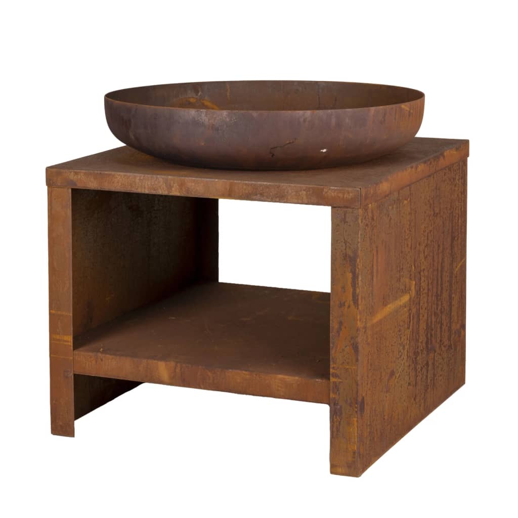 Esschert Design Fire Bowl mit Holzaufbewahrung 62 cm Rost -gelenkt
