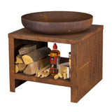Esschert Design Fire Bowl mit Holzaufbewahrung 62 cm Rost -gelenkt