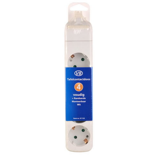 Vb 41132 Tischsteckdose 4-fach + RA ohne Kabel weiß