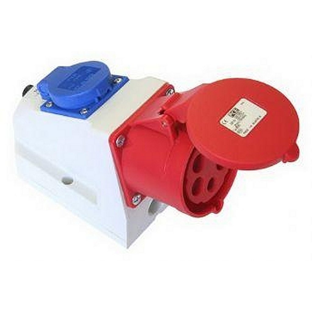 ABL CEE power plug with 2 contact tubes red blue gray