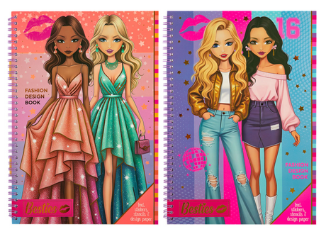 Besties fashion design book a4 incl stickers en stencils ass
