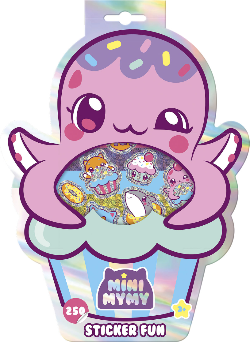 Totum mini mymy stickerboek - 18 pagina's - 250+ vorm- en metallic stickers - speelgoed kinderen - knutselen - voor meisjes en jongens - ook voor kleuters - vanaf 3 jaar