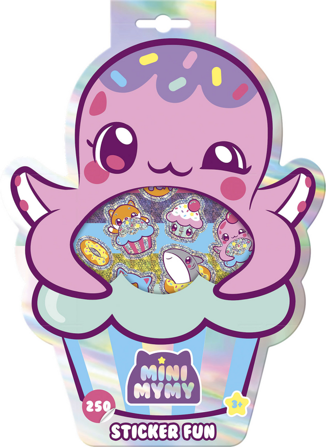 Totum mini mymy stickerboek - 18 pagina's - 250+ vorm- en metallic stickers - speelgoed kinderen - knutselen - voor meisjes en jongens - ook voor kleuters - vanaf 3 jaar