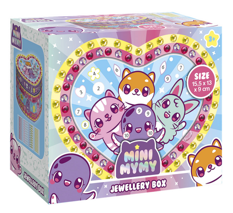 Totum mini mymy hartvormig sieradendoosje versieren - met spiegel en 100+ stickers - speelgoed kinderen - knutselen - voor meisjes en jongens - ook voor kleuters - vanaf 3 jaar