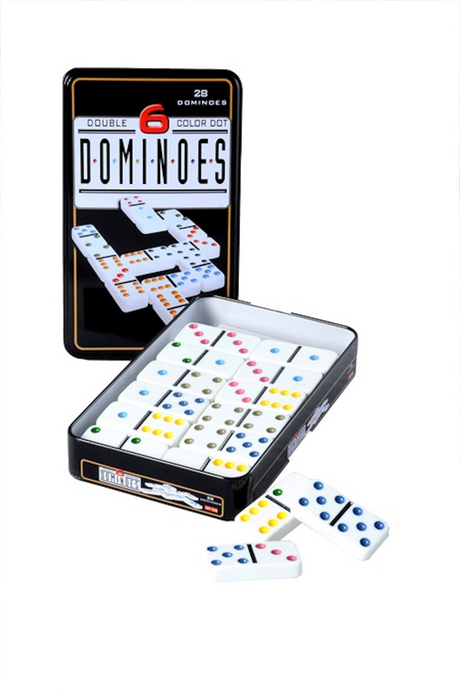 Domino-Doppel in der Dose - 28 Steine mit farbigen Augen