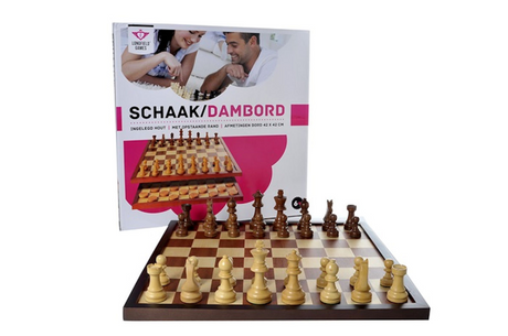 Longfield schaak dam bord 42cm in luxe doos