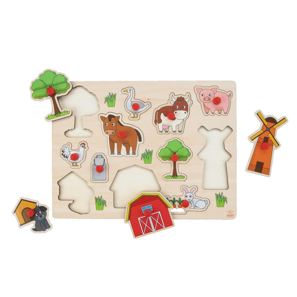 Engelhart Holzknopfpuzzle Bauernhof 30x23cm
