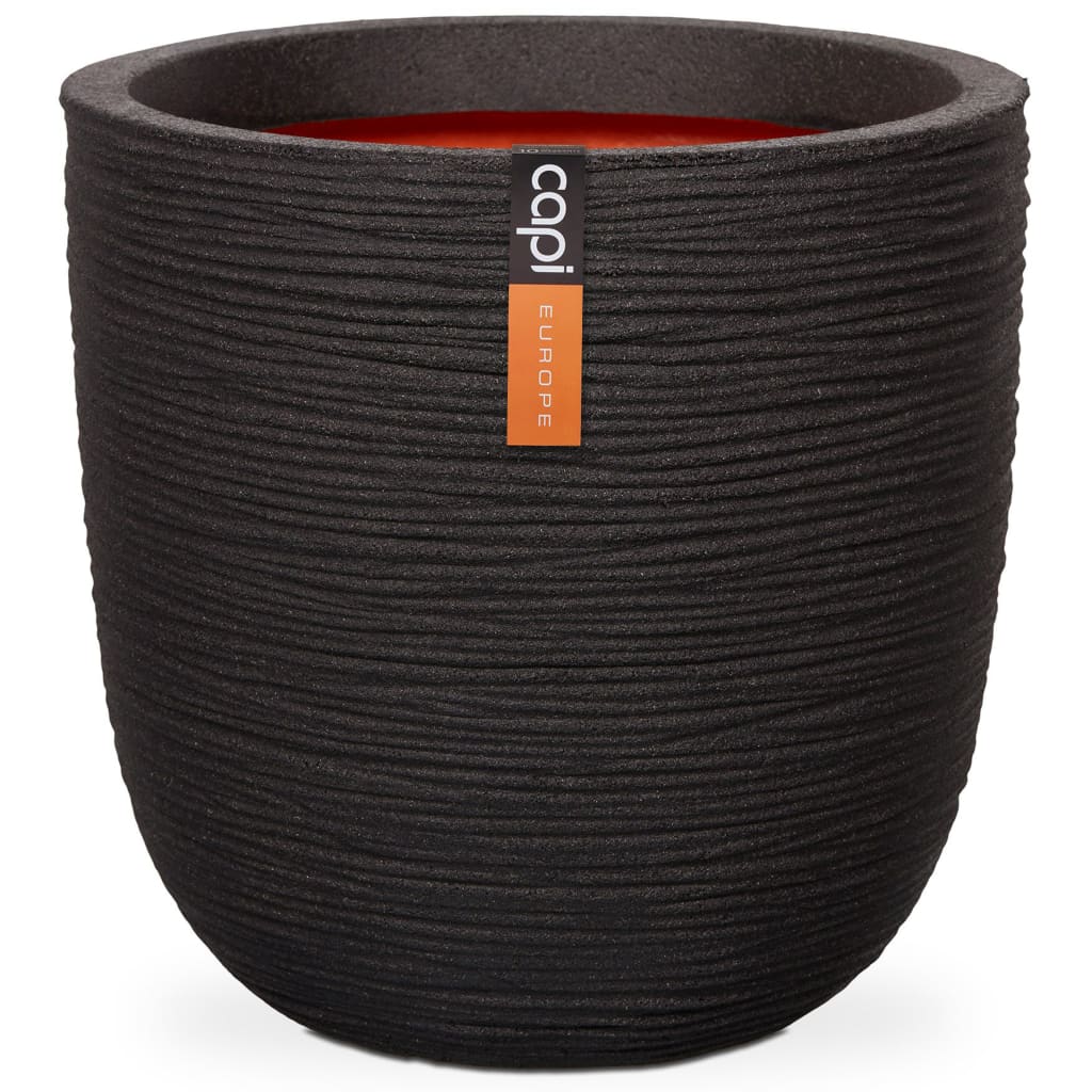Capi Flowerpot Natur Rib 35x34 cm Schwarz KBLR932