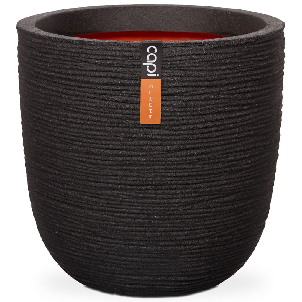 Capi Flowerpot Natur Rib 43x41 cm Schwarz KBLR933