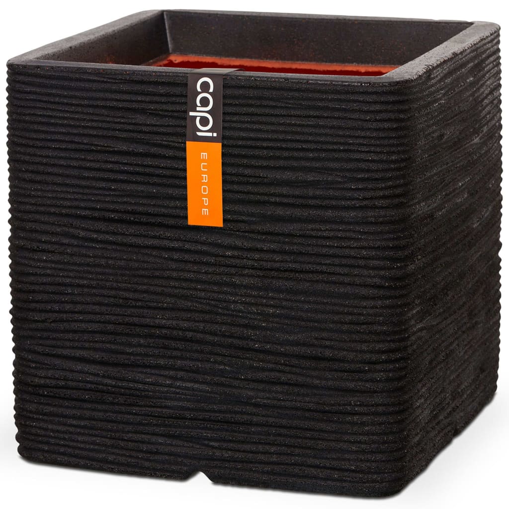 Capi Capi Planter Nature Rib Square 30x30 cm Black KBLR902