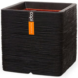 Capi Pflanzer Natur Rib Square 30x 30 cm Schwarz KBLR902
