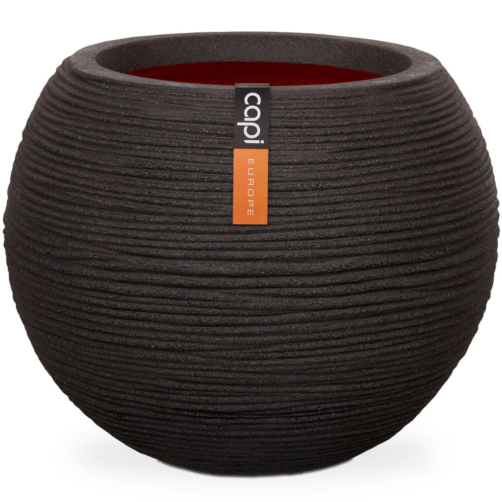 Capi Capi Flowerpot Nature Rib Spherical 62x48 CM Black KBLR271