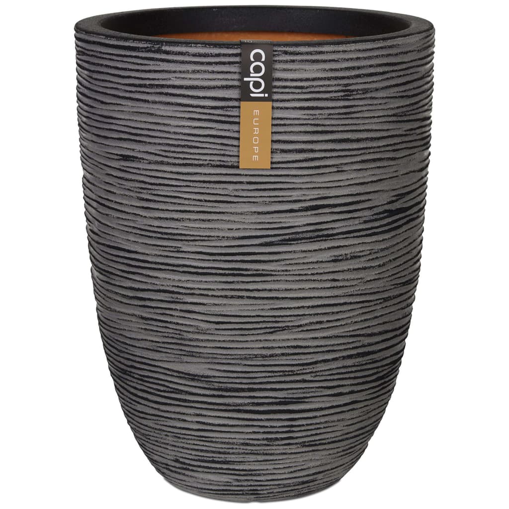 Capi Flowerpot Natur Rib Elegant niedrig 36x47 cm Anthrazit Kofz782