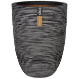 Capi Flowerpot Natur Rib Elegant niedrig 46 x 58 cm Anthrazit Kofz783