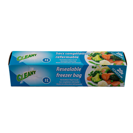 Cleany diepvrieszak hersluitbaar 1 liter - 20 stuks