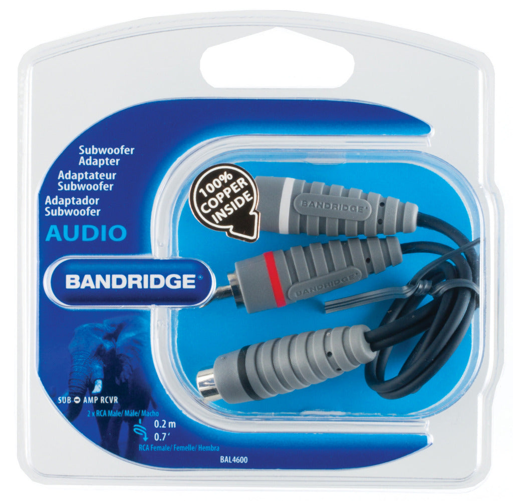Bandridge Bal4600 Subwoofer-Kabel 2x Cinch-Stecker - Cinch-Buchse 0,20 m blau