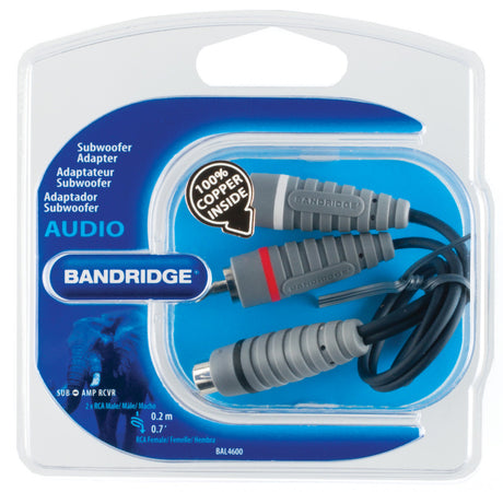 Bandridge Bal4600 Subwoofer-Kabel 2x Cinch-Stecker - Cinch-Buchse 0,20 m blau