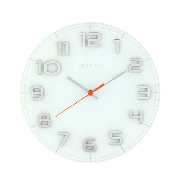 Nexttime ne-8817wi wanduhr dia. 30 x 3,5 cm, Glas, weiß, „edel rund“