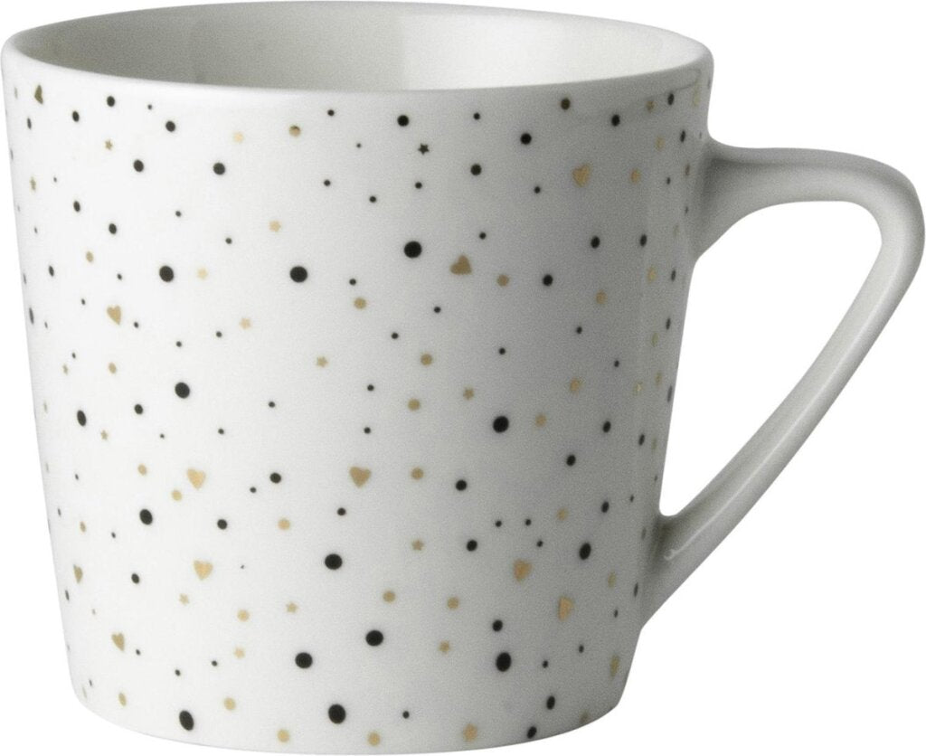 Dutch Rose Loft Schwarz-Weiß-Kaffeetasse, weiß mit Glitzer, 20 cl