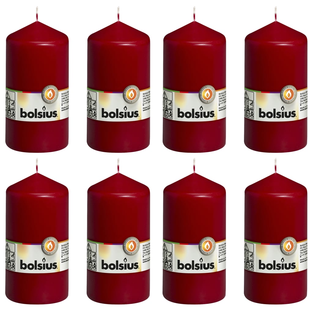 Bolsius Bolsius Stollen Candles 8 st 130x68 mm vinröd