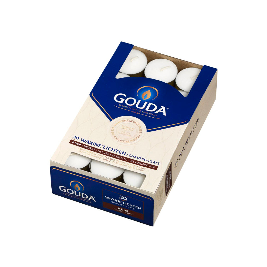 Gouda Tealights 8 hours 30 pieces white