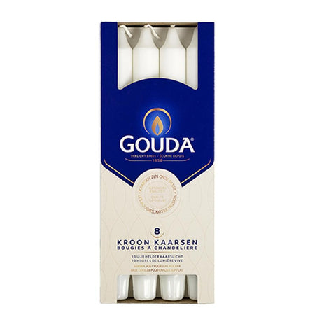 Gouda-Kronenkerzen 24x2,4 cm 8 Stück weiß