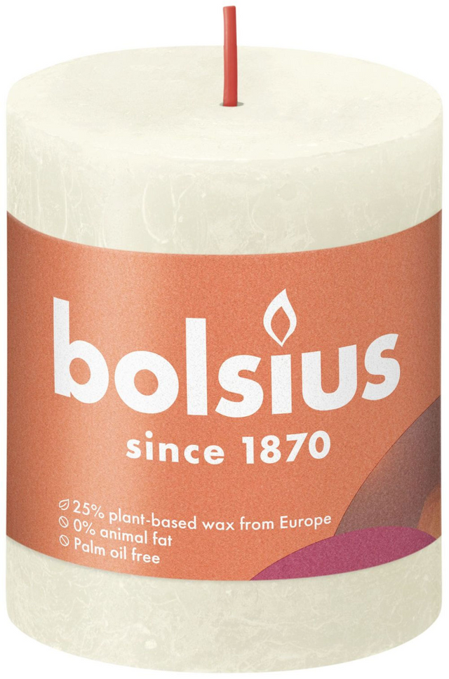 Bolsius Shine Collection Rustikale Stumpenkerze 80 68 Soft Pearl – Soft Pearl